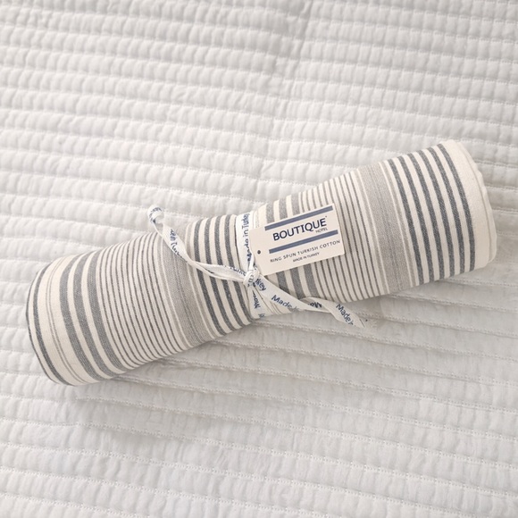 Boutique Hotel Other - Boutique Hotel Turkish Cotton Bath Sheet 36x68 Gray White Stripe Luxury Towel
